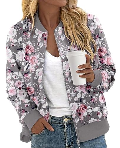 CRAZY GRID Women's Zip Up Jacket Casual Long Sleeve Sweatshirts Fall Coat Outerwear Windbreaker with Pockets S-XXL - Image 1