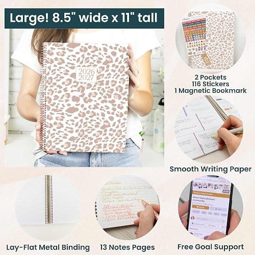 bloom daily planners 2026-2027 (8.5" x 11") Academic Year Day Planner (July 2026 - July 2027) - 13 Months Weekly & Monthly Agenda Organizer with Stickers & Tabs - Tan Leopard thumbnail 5