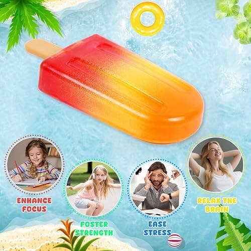 Malt Sugar Popsicle Squishy, Ice Cream Squishies Slow Rising Sensory Fidget Travel Toys for Adults, Kids, and Teens – Summer Classroom Prize (Orange red) thumbnail 6
