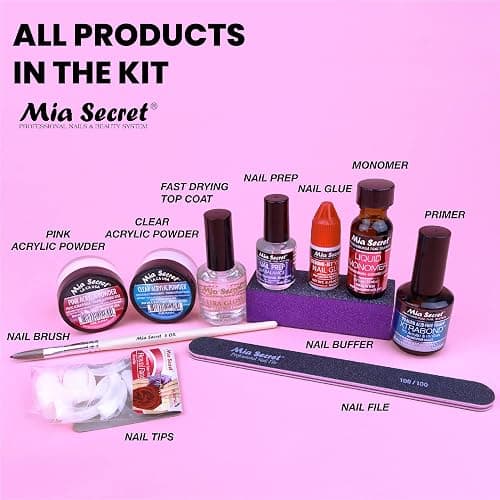 Mia Secret Acrylic Nail Kit - Beginner's Set With Pink & Clear Acrylic Powder - Complete Starter Kit thumbnail 7