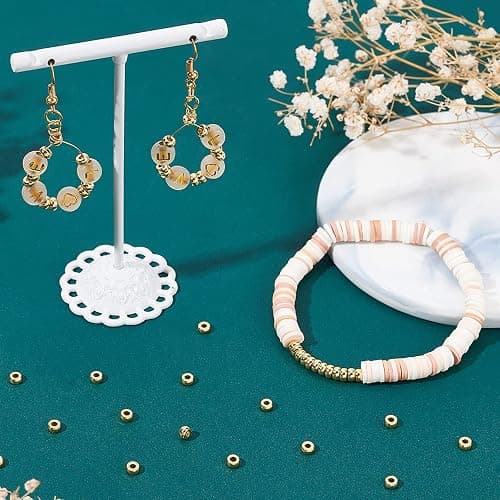 PH PandaHall 240pcs 18K Gold Disc Sapcer Beads, 4mm Flat Round Beads Heishi Rondelle Bead Solid Brass Bead Metal Spacers for Summer Stackable Necklace Bracelet Jewelry Making thumbnail 2