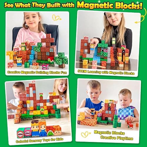 100PCS Magnetic Blocks Magnetic Building Blocks Sensory Toys for Kids Ages 3-5 6-8 8-12 Kids Game Toys for 3+ Year Old Boys & Girls, 3 4 5 6 7 8 9 10 Year Old Boy Birthday Gift Stocking Stuffers thumbnail 3