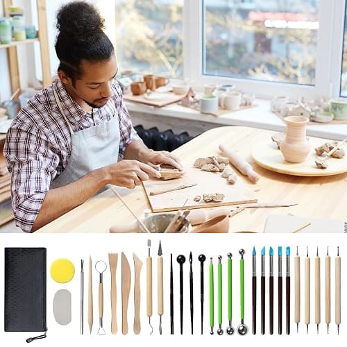 Leyclub 29 PCS Clay Tool, Clay Sculpting Tools Kit, Pottery Tools Can be Used for Stippling, Carving, Molding, and Shaping Clay Crafts, for Beginners, Hobbyists, Artists thumbnail 4