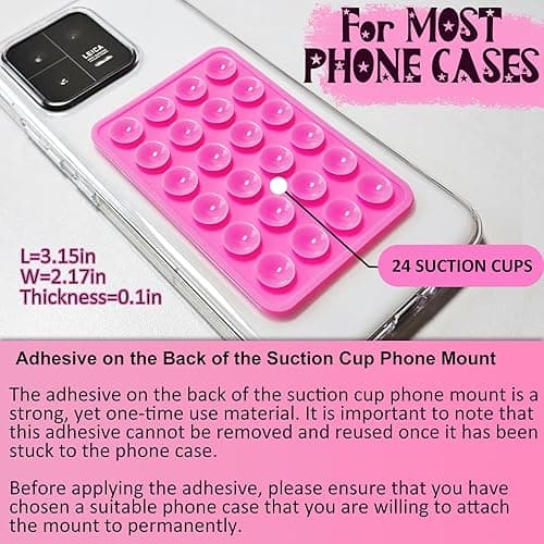 Anteel 2 Pack Silicone Suction Phone Case Mount, Silicon Adhesive Suction Cup Phone Mount, Non Slip Sticky Phone Grip for Cellphone, Strong Grip Holder for Selfies and Videos (Light Pink) thumbnail 7