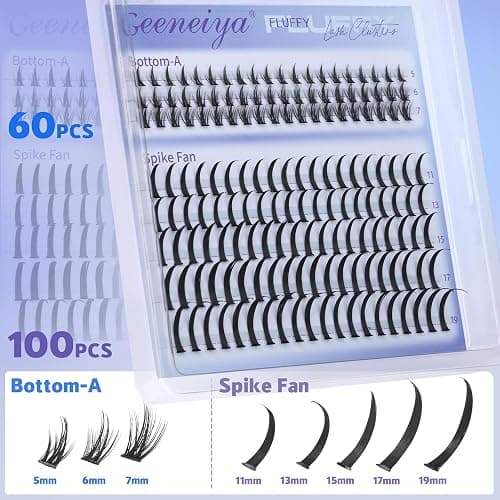 Geeneiya Spikes Lash Clusters and Bottom Lashes Wispy Eyelash Clusters D Cluster Eyelash Extensions Spike Individual Eyelashes (5-6-7mm, 11-13-15-17-19mm) thumbnail 2