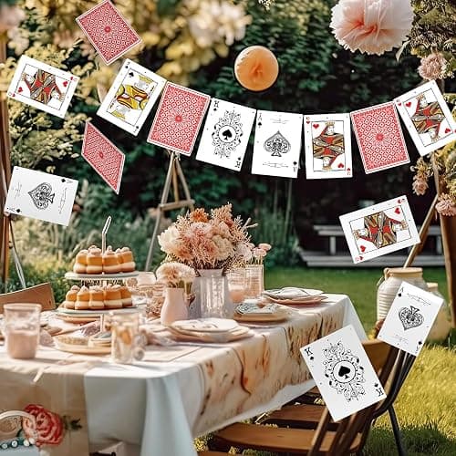Soulchen 20 Pcs Wonderland Tea Party Decoration Hanging Wonderland Poker Cards Garland Decoration Background for Birthday Baby Shower Party Supplies thumbnail 4