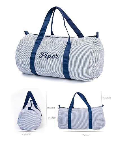 MT WORLD Kids' Backpacks Set Personalized Backpacks with Lunchboxes and Travel Duffel Bag with Embroidered Name Seersucker Toddler Bookbag with Lunch Bag and Overnight Bag for Girls Boy thumbnail 7