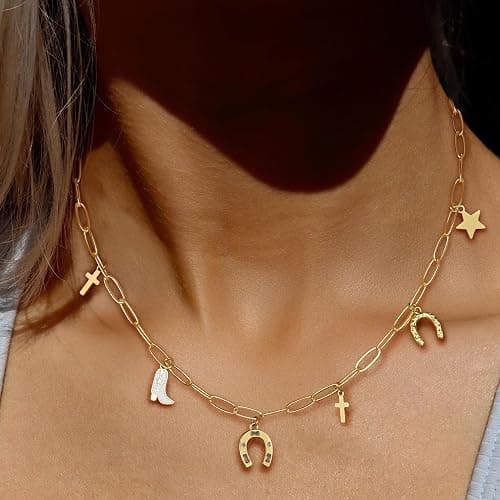 SELSHE Charm Necklace for Women,Dainty 14K Gold Plated Starfish Seashell Necklace Simple Gold Beach Necklaces for Women Trendy Beach Jewelry thumbnail 6