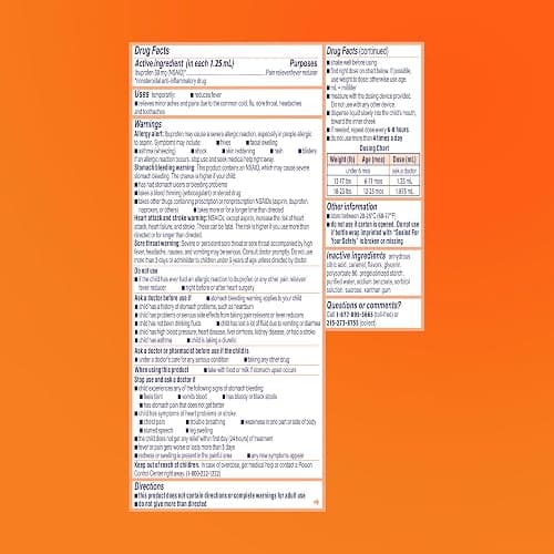 Motrin Infants' Ibuprofen, Fever Reducer, Dye and Alcohol Free, Concentrated Drops, Oral Suspension, Includes Clear Syringe with Markings for Dose Measuring, Berry Flavor 1 Fluid Ounce thumbnail 7