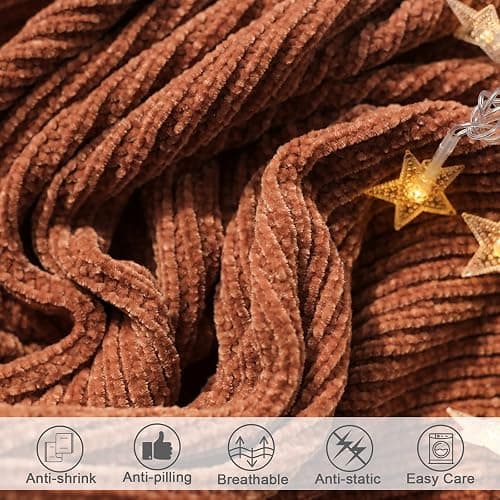 lifein Throw Blanket for Couch, Soft Boho Bed Throw,Cozy Burnt Orange Chenille Knitted Small Spring Lightweight Throw(Rust,50 * 60") thumbnail 5
