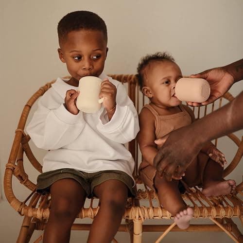 mushie 100% Silicone Training Cup & Straw for Toddlers | 6 Months+ (Ivory) thumbnail 2