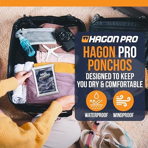 Hagon PRO Disposable Rain Ponchos for Adults (5 Pack) thumbnail 8