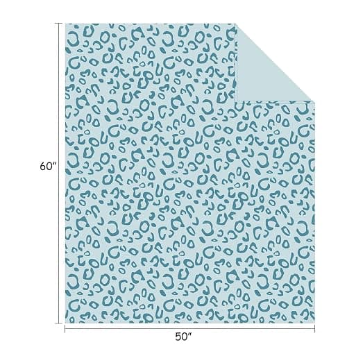 FY FIBER HOUSE Microfiber Blanket Cheetah Print Blanket Soft Fleece Throw for Couch,50"X60",Lake Blue thumbnail 3