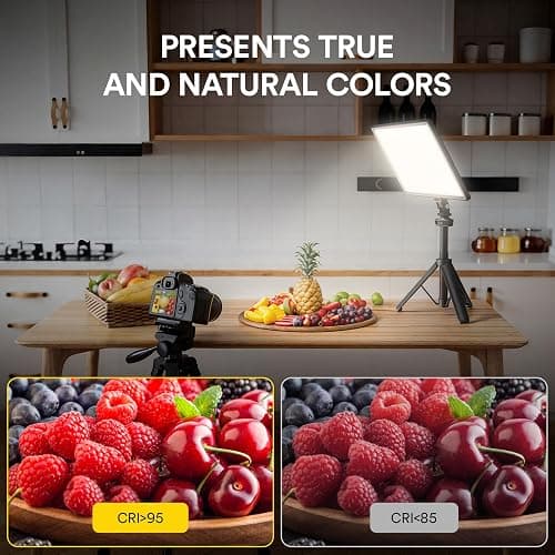 RALENO 19.5W LED Video Soft Light Panel, 650Lux/m 13" Camera Panel Light Built-in 8000mAh Battery, CRI>95 2500-6500K Photography Studio Lights for TikTok YouTube Video Recording Photography Streaming thumbnail 8