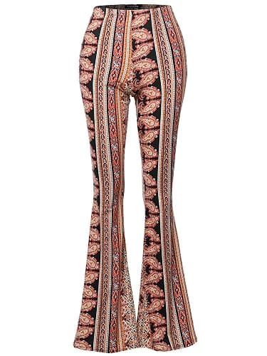 SSOULM Women's Stretchy Wide Leg High Waist Bell Bottom Flare Pants with Plus Size - Image 1