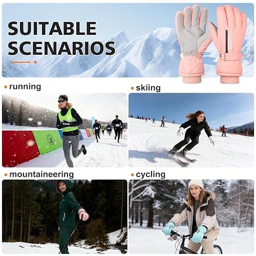 Gilotop Women Ski Gloves Winter Waterproof Touchscreen Hand Warming Sports Gloves thumbnail 7