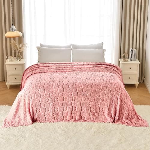 GIOKARNNA Heart Checkered Throw Blankets, for Love Mother Friends Pets,280 GSM Super Soft Warm Lightweight Fluffy Bed Blanket for Women Anniversaries(Pink,90"x90") | Super Soft, Warm, Fluffy, Lightweight, Bed Blanket, for Love Mother Friends Pets, for Women Anniversaries thumbnail 4