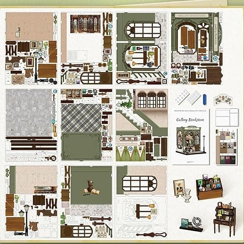 Fsolis Book Nook Kit - DIY Miniature House Kit for Adults Mini House Tiny 3D Puzzles for Bookshelf Diorama Decor Gifts for Women Teenagers Book Lovers (Gallery Bookstore) thumbnail 7