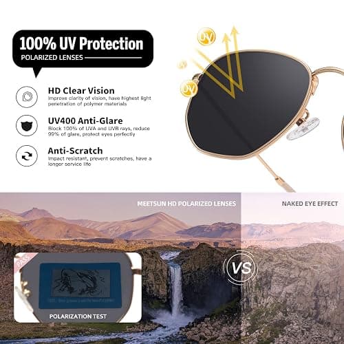MEETSUN Polarized Hexagon Sunglasses for Women Men Polygon Square Sun Glasses UV400 Protection Metal Frame thumbnail 5