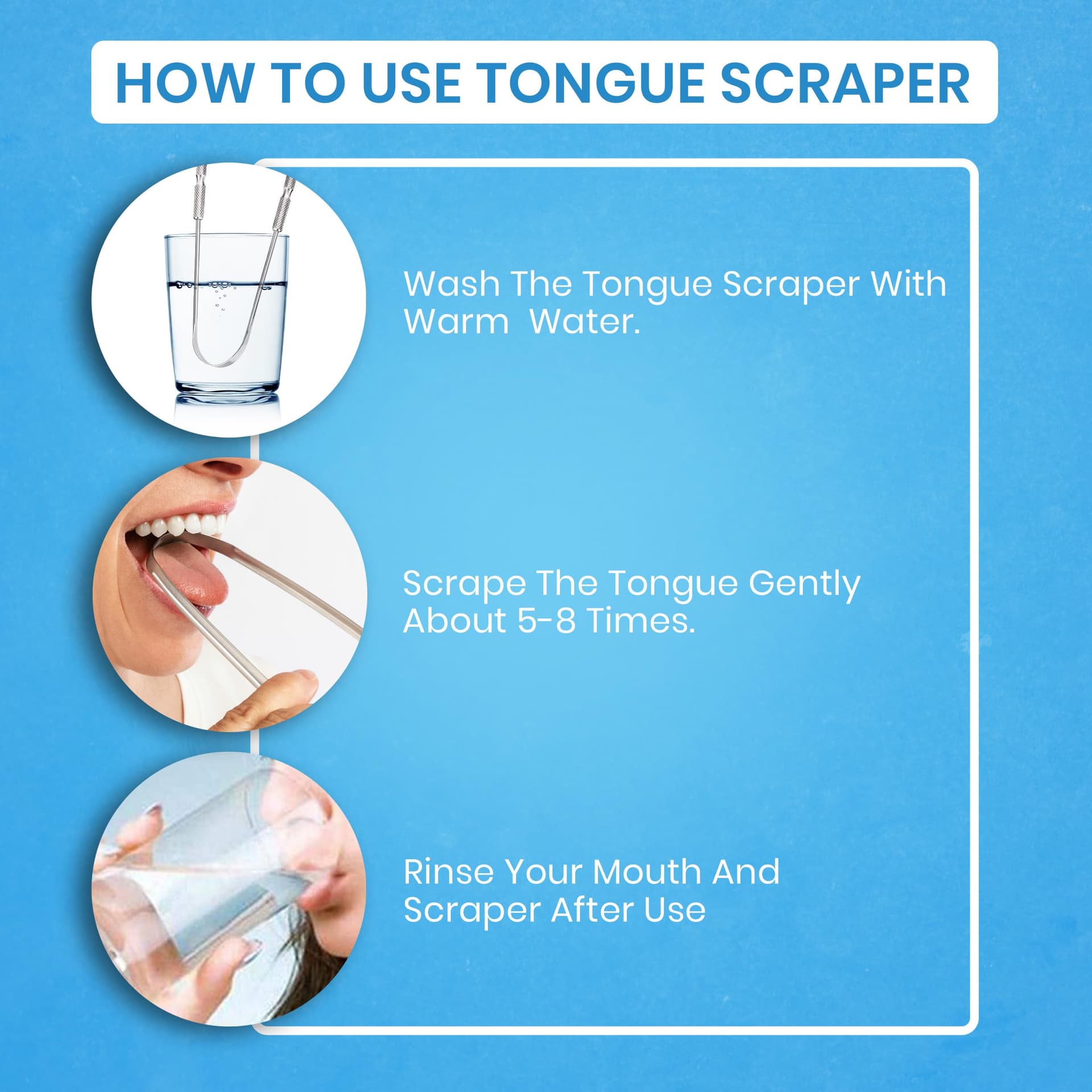 Adult Tongue Scraper by HOKIN (1 Piece Oral Care Package) Stainless Steel Tongue Cleaners Reduce Bad Breath 100% Metal Sturdy Scrapers Hygiene Product for Men and Women thumbnail 5