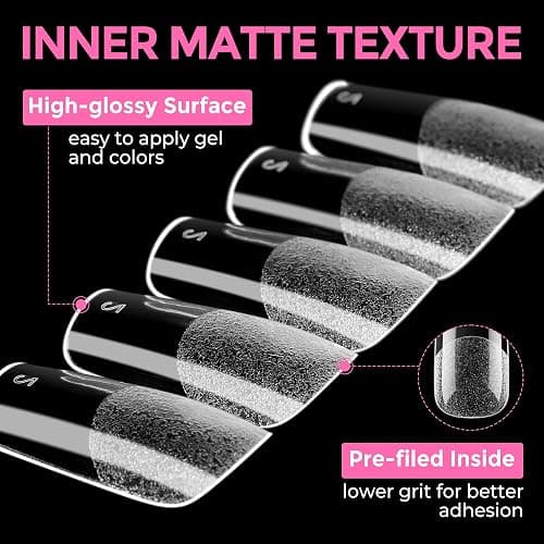 UNA GELLA Square Fake Nails 216pcs Square Press on Nails Pre-shape Clear Square Nails Tips for Full Cover Acrylic French False Nails For Nail Extension, Home DIY Nail Salon 12 Sizes False Tips thumbnail 6