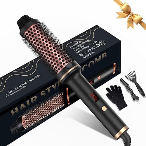Thermal Brush, 38mm Ionic Thermal Brushes Round Brush, Double PTC Heated Curling Iron Temp 120-200°C, Heat Brushs, Volumative Therma Brushes, Create Root Volume & Loose Curls - Image 1