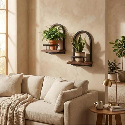 Amaoot Floating Shelves Set for 3, Wall Plant Holder Shelf, Wall Planters | Wall Planters for Indoor Plants, Hanging Shelves Wall Shelf Plant Holder for Living Room Decor, Bathroom, Bedroom, Kitchen thumbnail 7