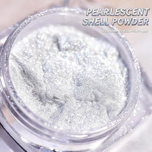 White Pearl Chrome Nail Powder,Iridescent Mirror Effect Aurora Magic Pearlescent Nail Jewelry Glitter Powder Holographic Pigment, Symphony Mermaid Pearl Glitter Dust Kit,DlY Nail Art Decorations thumbnail 7