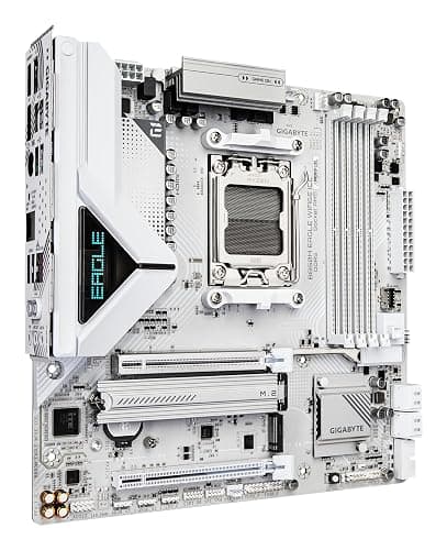 GIGABYTE B850M EAGLE WIFI6E ICE Motherboard - AMD Ryzen 9000 Series CPUs, 8+2+2 Phases Digital VRM, up to 8200MHz DDR5 (OC), 1xPCIe 5.0 + 1xPCIe 4.0 M.2, Wi-Fi 6E, 2.5 GbE LAN, USB 3.2 Gen 2 thumbnail 3