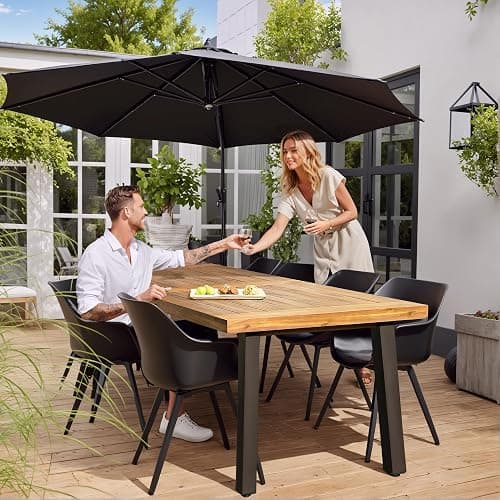 Devoko Home Acacia Wood Dining Table 6-Person Indoor Outdoor Table with Iron Legs, Sandblast Finish, Natural Stained, Rustic Metal, 69 * 33 * 30 inch (Natural) - Brown thumbnail 5