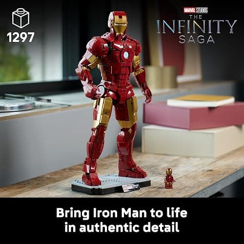 LEGO | Marvel Iron Man Mark 3 Collectors' Edition Figure - Avengers Display Model Kit for Adults - incl. a Minifigure & Arc Reactor - Collectible Gift for Fans - 76344 thumbnail 4