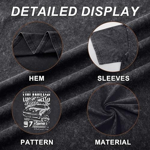 Pairxily Oversized Graphic Tees for Women Baggy Streetwear Preppy Shirts for Teens Race Car Checkered Flag Drop Shoulder Top - Black - Large thumbnail 6