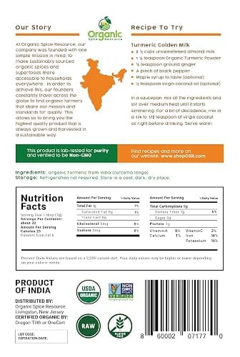Organic Spice Resource Turmeric Root Powder, 8 oz (226 g) thumbnail 2