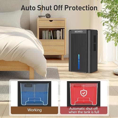 Dehumidifier, 95OZ Dehumidifier for Home 1000 Sq.Ft - Quiet with Auto Shut Off & Relaxing 7 Color Ambient Light,Ideal for Livingroom, Bedroom, Basement(Black) thumbnail 4