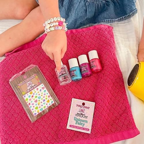 Piggy Paint | 100% Non-Toxic Girls Nail Polish | Safe, Cruelty-free, Vegan, & Low Odor for Kids | Unicorn Fairy (3 Polish + Nail Art Gift Set) thumbnail 6