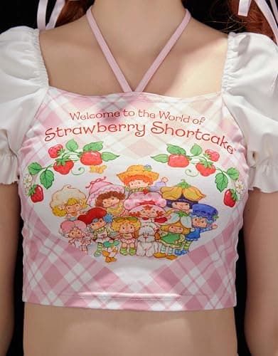 Micotaku Strawberry Shortcake Women's Long Sleeves T-Shirt Cute Strawberry Tight Tee Top thumbnail 7
