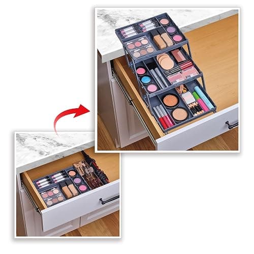 Ontel Smart Drawer Organizer, Multi-Level Jewelry and Cosmetics Storage, Black, 2.65 in thumbnail 8