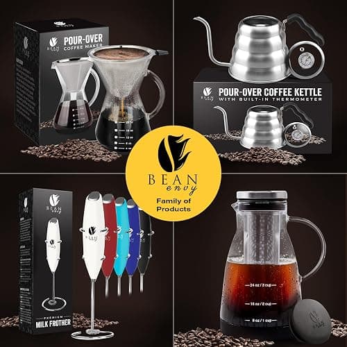 Bean Envy Milk Frother, Coffee Stirrers, Frother Wand, Milk Frother Handheld, Frother with stand, Hand Blender for Coffee, Lattes, Cappuccino, Matcha and Hot Chocolate – Kitchen Gifts - Black thumbnail 9