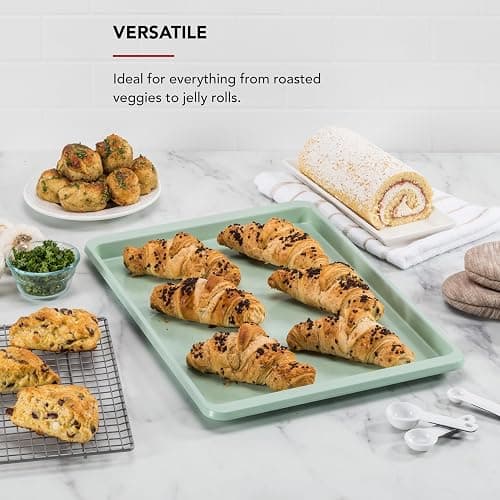 KitchenAid 13x18in Nonstick Aluminized Steel Baking Sheet, Pistachio thumbnail 5