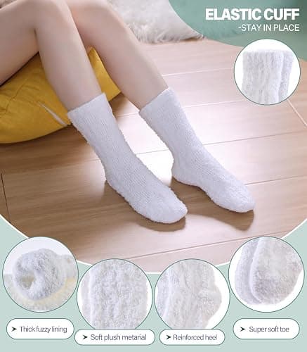DOSKONI Fuzzy Socks for Women Fluffy Slipper Socks Cozy Winter Warm Soft Microfiber Plush Home Sleeping Gift Socks thumbnail 5