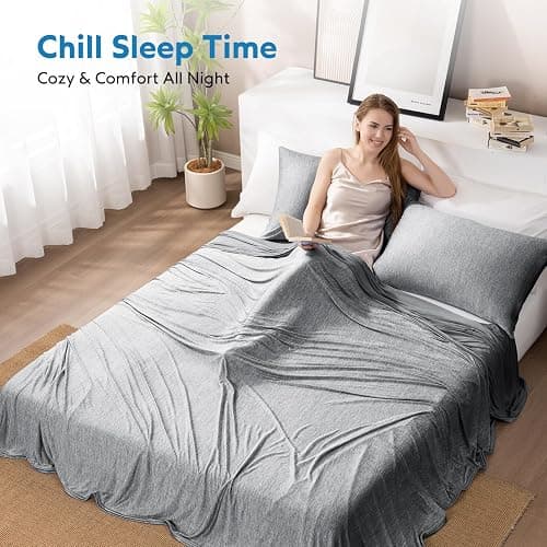 HOMFINE Cooling Blankets for Hot Sleepers - Summer Blanket Thin Lightweight Breathable Soft Double Side Enhanced Cooling for Bed Couch Sofa, Keep Cool for Night Sweats (Black, 60 x 80 inches) thumbnail 4