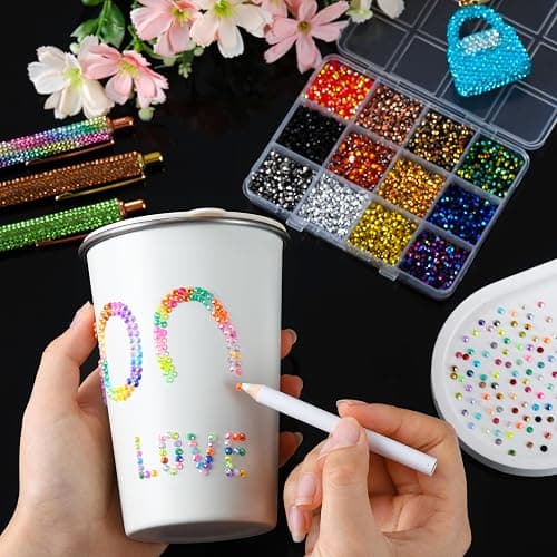 LERBOU 48 Colors Resin Rhinestones for Bedazzling, 30000 Pcs Flatback Gems for Crafting, Bedazzling Kit Colorful Crystal Nail Art Gems,Mixed Sizes Flatback Rhinestones for Press On Nails, DIY Manicure thumbnail 4