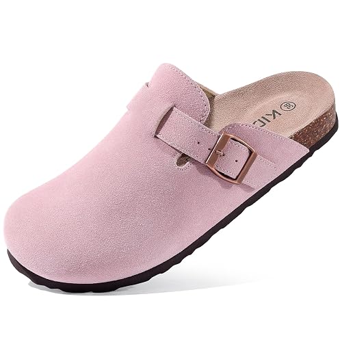 KIDMI Genuine Suede Clogs for Women Cork Footbed Sandals Leather Mules Potato Shoes with Arch Support - Image 1