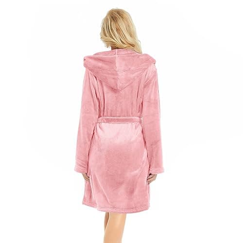 U2SKIIN Women Hooded Plush Robe, Short Womens Fleece Robes With Hood Soft Warm Spa Bathrobe thumbnail 2