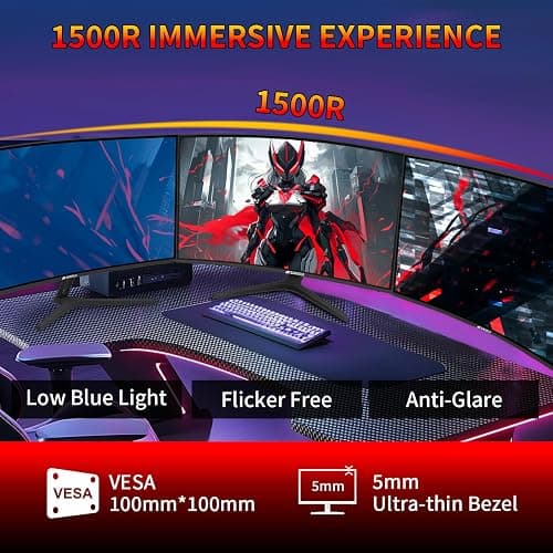 SANSUI 27 Inch WQHD 2560X1440 Curved Gaming Monitor, 180Hz MPRT 1ms Computer Monitor,HDMI2.0 * 2, DP1.2 * 2, Freesync, Curved 1500R, 5000:1 Contrast Ratio, 120% sRGB,HDR(ES-G27C1Q DP Cable Included) thumbnail 8