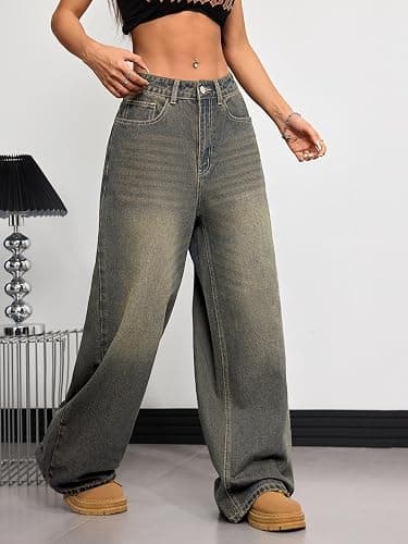 OYICAI Womens Baggy Jeans Wide Leg Denim Pants Y2k 90s Vintage Hip Hop Loose Long Trousers Streetwear thumbnail 2