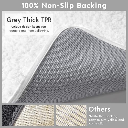 Phantoscope Bathroom Rugs - Set of 2 Non-Slip Bath Mat Ultra Soft Microfiber Plush Bath Rugs Water Absorbing Shower Carpet Rugs, True White, 17 x 24 & 17 x 47 Inches thumbnail 5