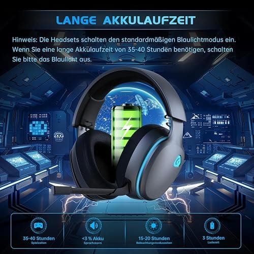 Gvyugke Wireless Gaming Headphones, 7.1 Surround Sound, 2.4GHz Gaming Headset for PS5, PC, Mac, Bluetooth Headphones with Detachable Noise Canceling Mic, 3.5mm Wired Mode for Xbox Series - Gray - Gray thumbnail 5