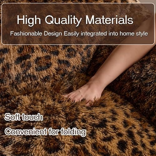 Leopard Print Faux Fur Bean Bag Chair with Armrests, Ultra-Soft Fluffy Sofa for Bedroom Living Room, Foam Filled Floor Chair (Cheetah Print Brown) thumbnail 8
