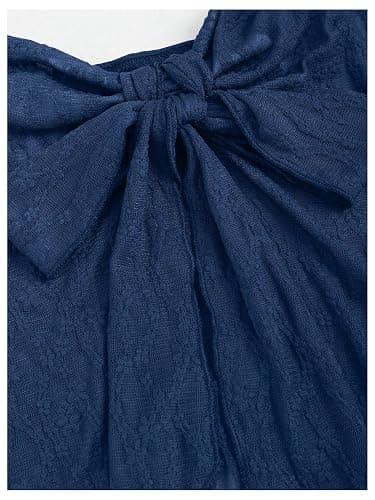 SHENHE Women's Floral Lace Halter Backless Tie Front Bow Asymmetrical Crop Top thumbnail 3
